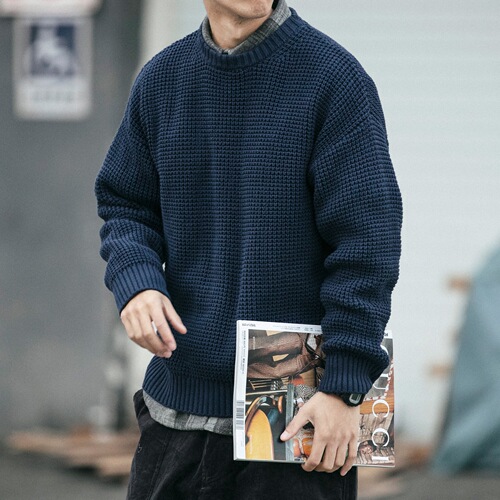 Heavyweight 800g winter sweater, men's thick sweater, Korean style, fashionable loose solid color casual interior couple's coat