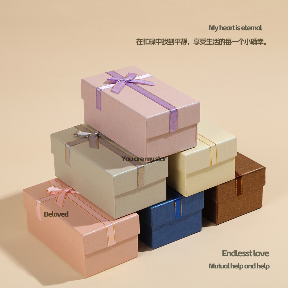 2025新款经典复古蝴蝶结礼盒长方形天地盖项链盒轻奢首饰包装盒