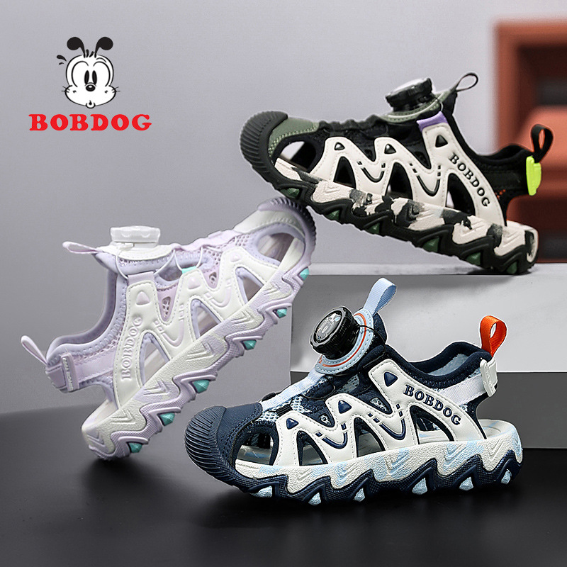 Sandalias Babudou para niño verano nuevo estilo antideslizante botón de suela suave sandalias Baotou zapatos de playa princesa para niñas grandes y medianas