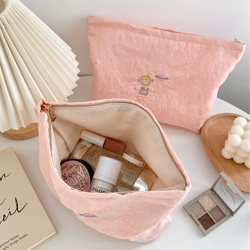 Cosmetic bag, handheld capacious shoulder bag, cute storage bag, liner