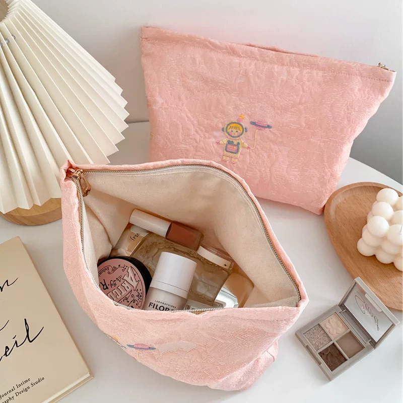 Cosmetic bag, handheld capacious shoulder bag, cute storage bag, liner
