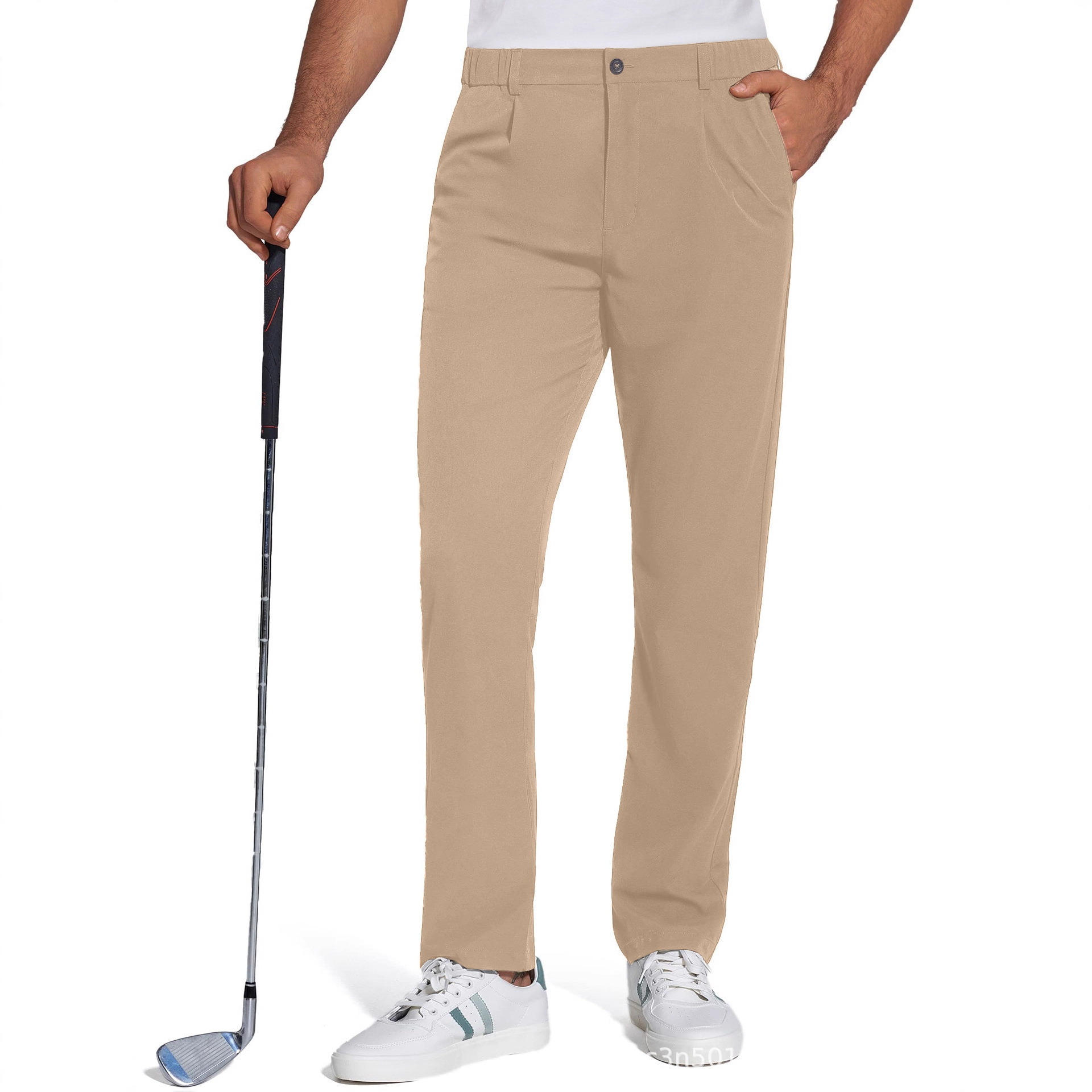 Four Seasons Slim Men's Casual Solid Color Golf Quick-Drying Trousers Stretch Waterproof Casual Business Style