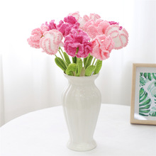 母亲节礼物毛线针织康乃馨仿真假花室内装饰跨境热销