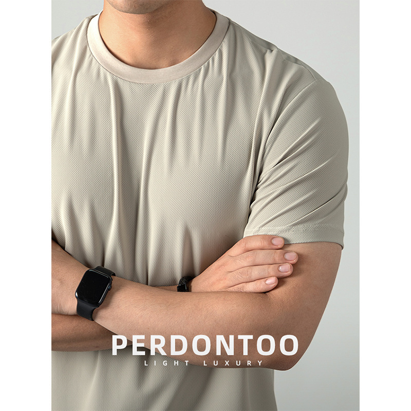 [Icy Cool Feeling] Honeycomb Mesh Quick-Drying Short-Sleeved T-Shirt Men's Ice Silk Light and Breathable Sports Fitness Clothing Summer