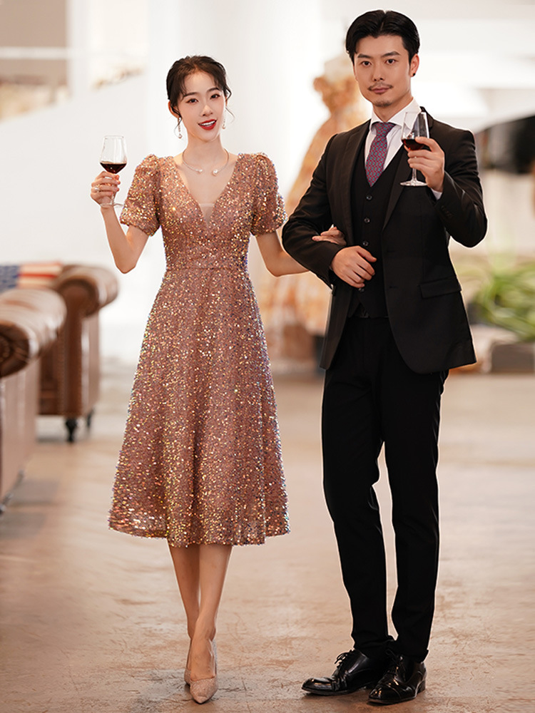 Vestido de noche para mujer, estilo 2026, elegante, estilo hada, estilo princesa, con lentejuelas, para anfitriona