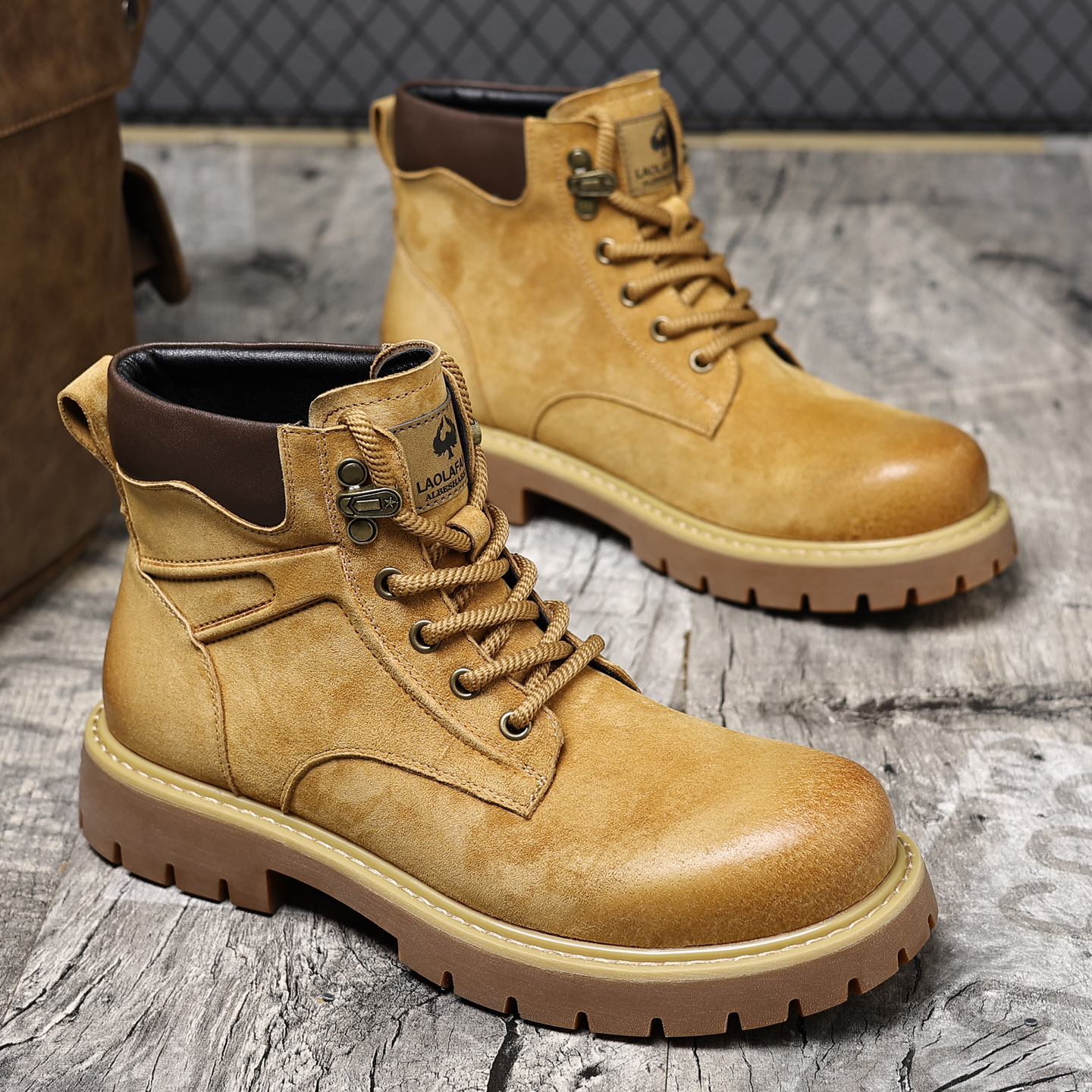 British Style Yellow Martin Boots For Men Retro Leather Winter_voghion.com