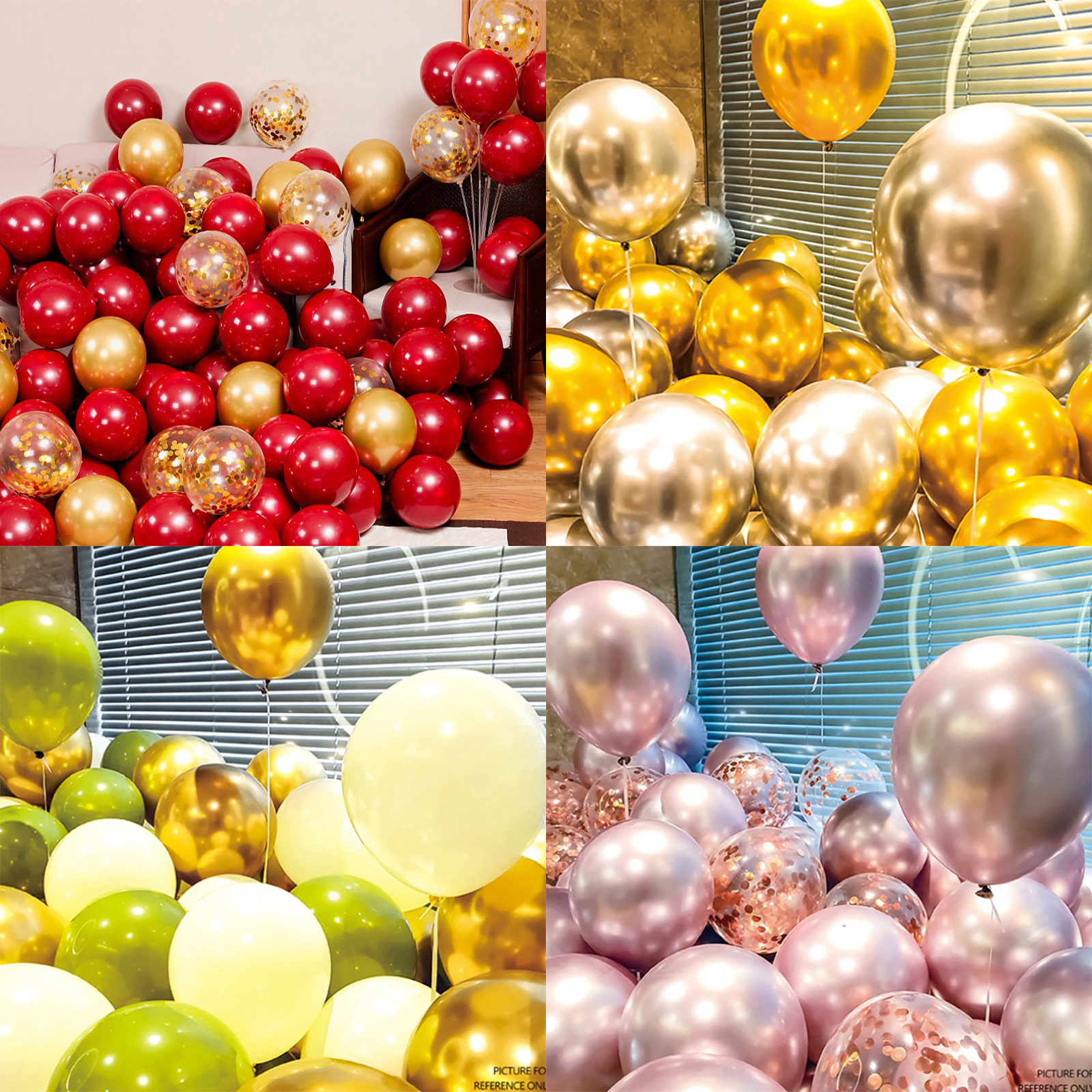 网红气球乳胶金属亮片喜字双层石榴红长条生日派对结婚布置装饰