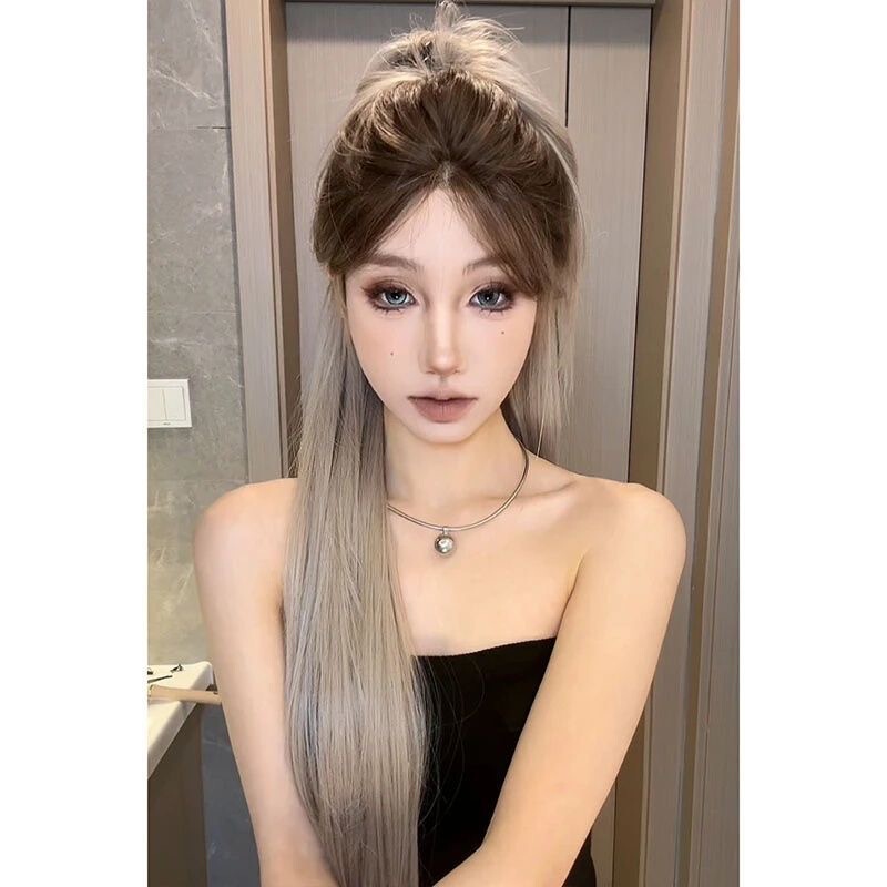 周末-【猎户座】巧克力渐变假发女染色长直发气质仿真头发假发|undefined