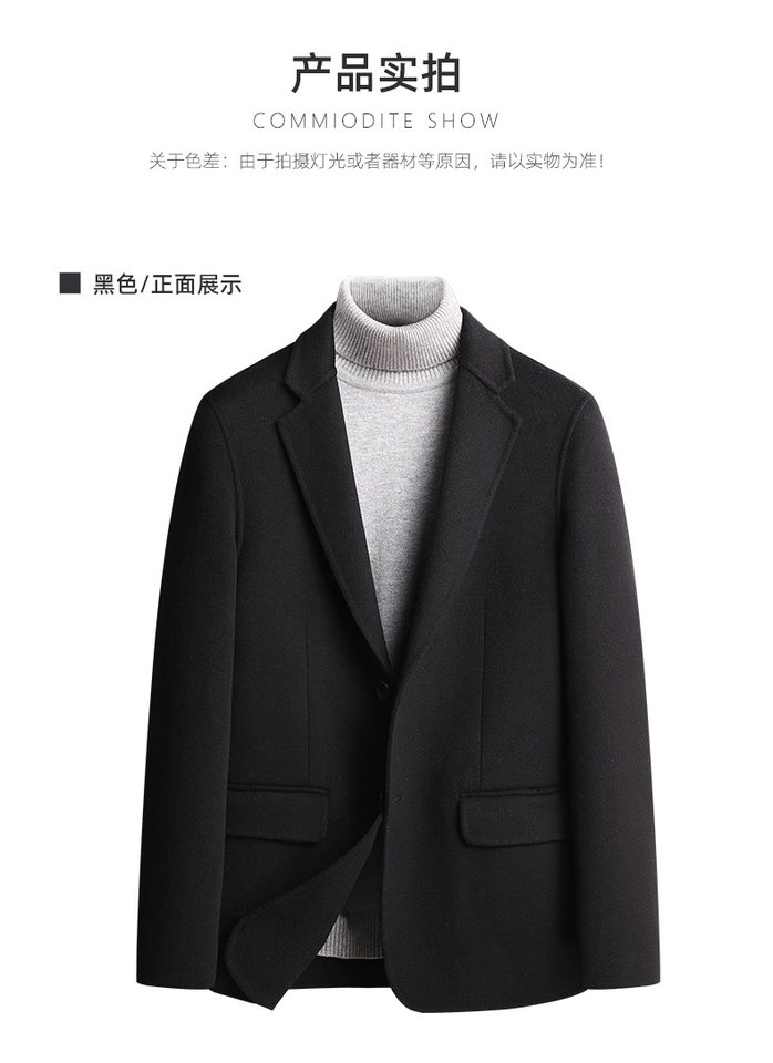 Áo vest nam dạ lông cừu hai mặt có lót lông vũ tháo rời, dài tay, giữ ấm — Màu vàng, Màu xám, Màu đen chi tiết 11