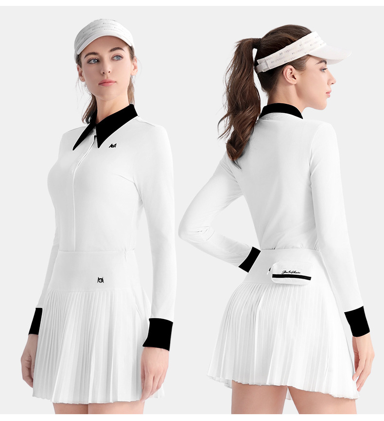 Áo thun dài tay golf nữ PGM vải sọc mềm mại đàn hồi cao — YF694 [Chất liệu vải sọc mỏng/mềm mại đàn hồi cao/ôm dáng thon gọn] Áo dài tay màu trắng, YF694 [Chất liệu vải sọc mỏng/mềm mại đàn hồi cao/ôm dáng thon gọn] Áo dài tay màu đen, YF694 [Chất liệu vải sọc mỏng/Độ đàn hồi cao và mềm mại/Mỏng mỏng] Áo dài tay màu xanh pha lê băng, YF694 [Vải sọc mỏng/Mềm mại đàn hồi cao/Mỏng mỏng] Áo dài tay phấn hoa anh đào chi tiết 8
