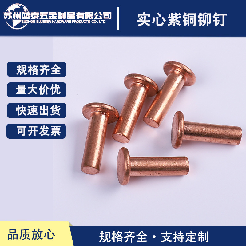 GB872平头实心紫铜铆钉 M2M3M4M5M6M8 厂家直销