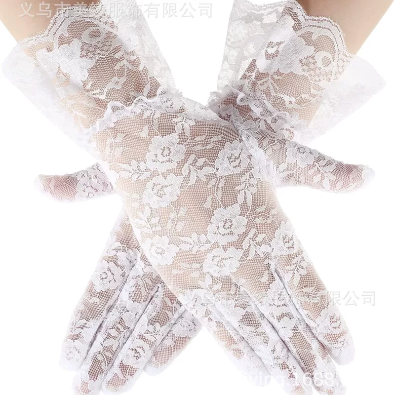Летние дышащие короткие sexy перчатки, кружевное платье