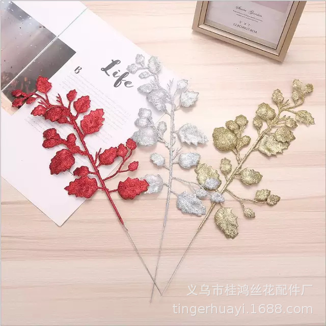 Christmas Gold Powder Leaves Festive Decoration DIY Flower Arrangement Various Colorful Series Materials Christmas Dusting Series Glitter Christmas Gold Powder Leaves Festive Decoration DIY Flower Arrangement Various Colorful Series Materials Christmas Dusting Series Glitter