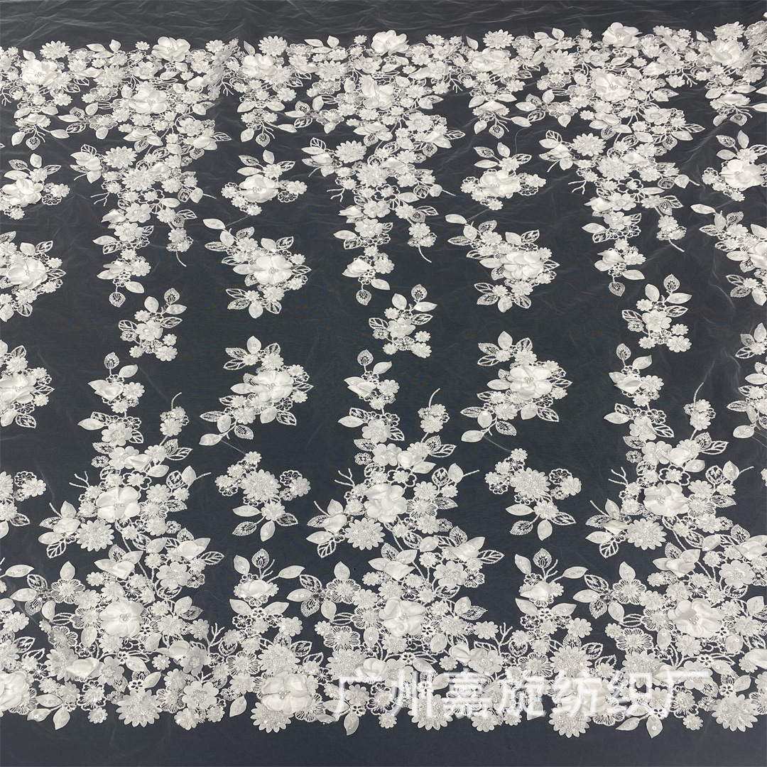 Nuevas hojas láser estereoscópicas flores + cristal blanco con vestido de boda francés de alta gama tela de flores de alquiler image 1
