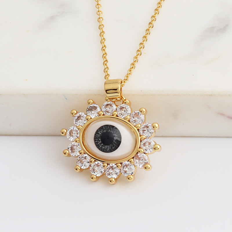 Fashion Eye Copper Necklace Inlaid Zircon Copper Necklaces