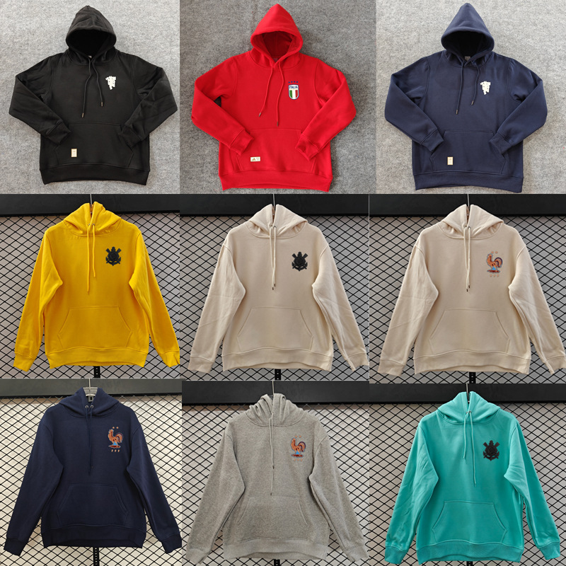 Foreign Trade Autumn and Winter American-Style Thick Hooded Sweatshirt Manchester United Corinthians Embroidery Loose High-Weight Hoodie for Men