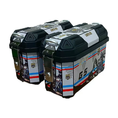 and Anti-Fall Resistant Motorcycle trunk - 25l-saddlebags-pair-gs-white-lined-with-integrated-mounting-brackets