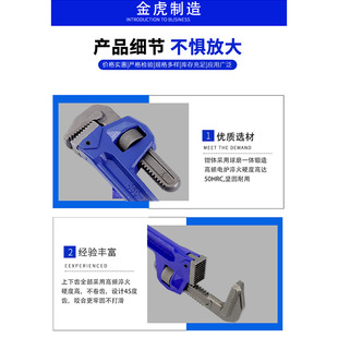 Jinhu Pipe Wrench Large Universal Water Pipe Wrench Multifunctional Household Light Pipe Pliers Quick Repair and Labor Saving