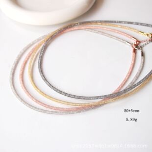European and American fashion copper-plated mesh rhinestone necklace shiny crystal zircon hollow woven bracelet beads