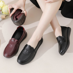 全牛皮~真皮媽媽鞋春秋款閏月單鞋女中老年舒適軟底防滑奶奶皮鞋