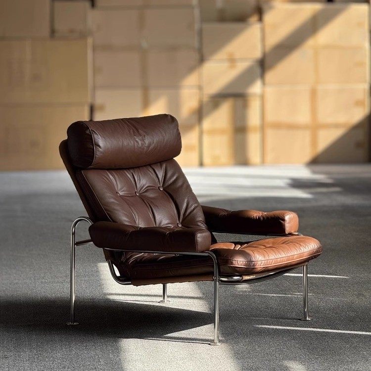 Sofá de cuero único estilo medieval silla de rom italiano silla de relajación de piel de cera de aceite sala de estar simple sofá personalizado