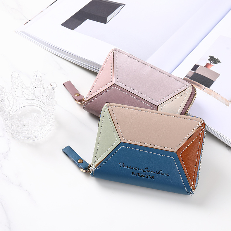 Card Holder Bags Type Daily Occasion Fashion Letter Color Block Square Zipper Card Holder