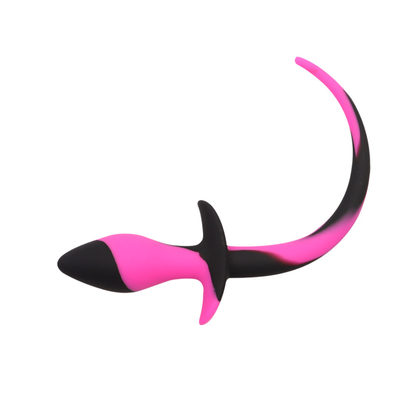 Silicone Dog-Tail Anal Plug Beads, 37 g Rose Red Flirting Prop — detail image 1