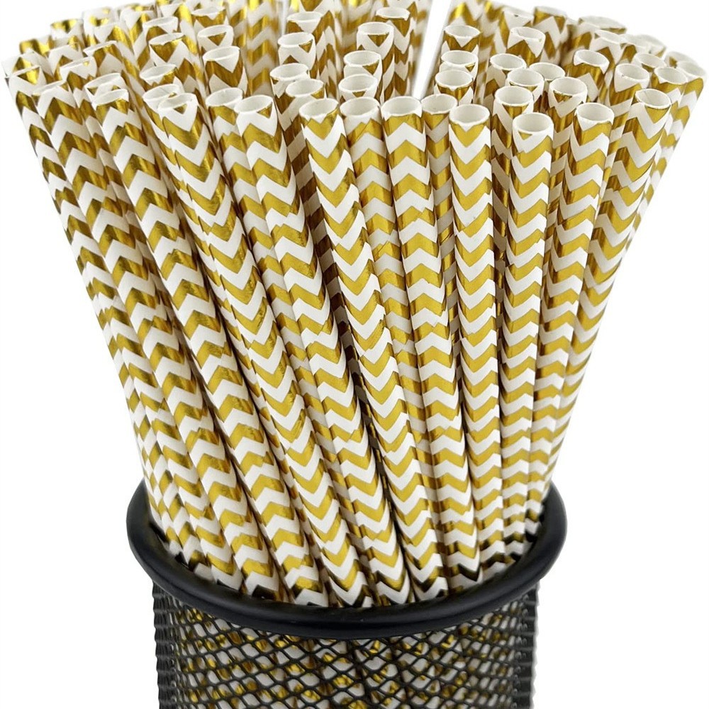 Un gran número de en stock paja de papel desechable al por mayor paja de papel degradable bronceado paja a rayas transfronteriza Amazon