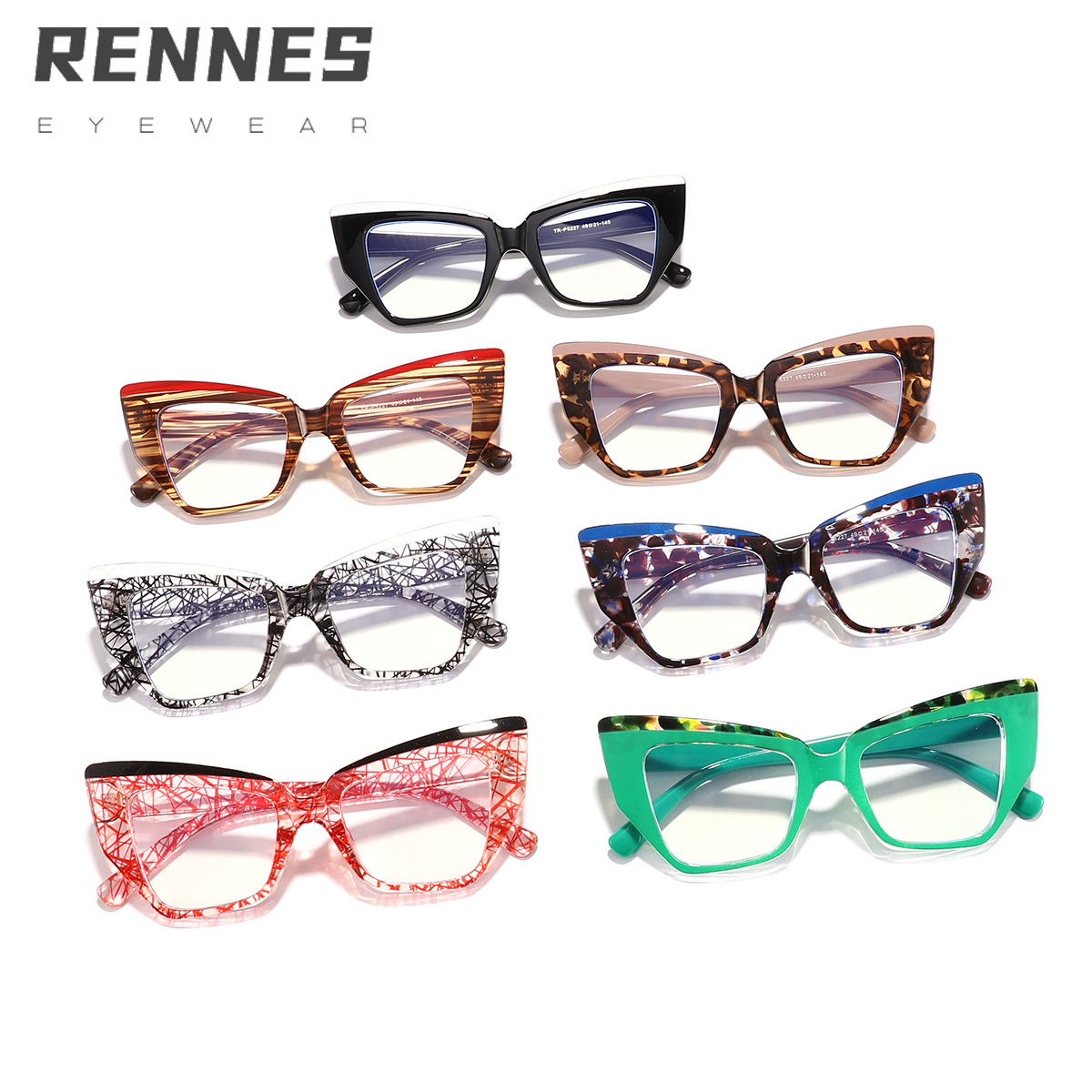 Nuevas gafas anti-luz azul de moda de ojo de gato de color en contraste TR