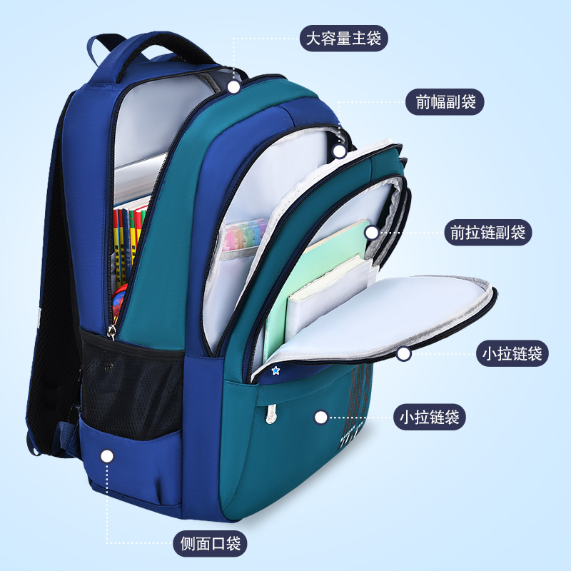 Mochila de estudiantes de secundaria secundaria, grados 1,23 a 456, mochila de hombro ligera para niños y niñas.