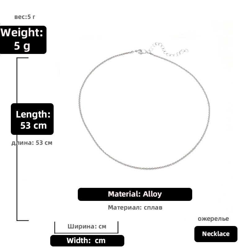 Einfache Dünne Halskette Aus Funkelnder Legierung display picture 2