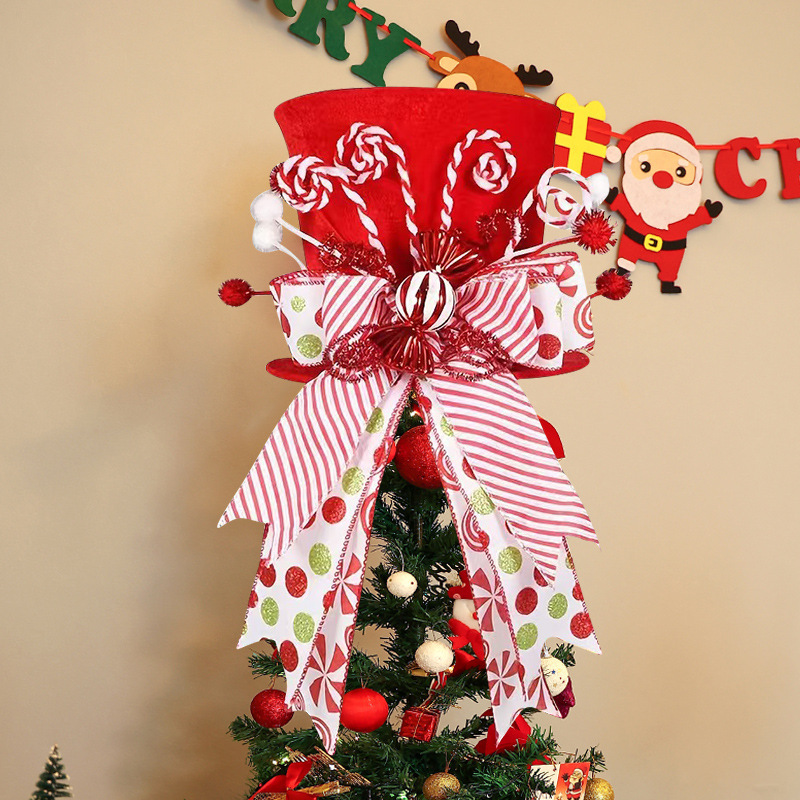 クリスマスツリーの帽子の雰囲気は国境を越えたクリスマス装飾用品のリボンキャンディーの木の星の帽子を配置して圧縮できる|undefined