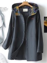 H版型简约风衣派克服2024年秋季新款长袖单排扣连帽风衣外套9690