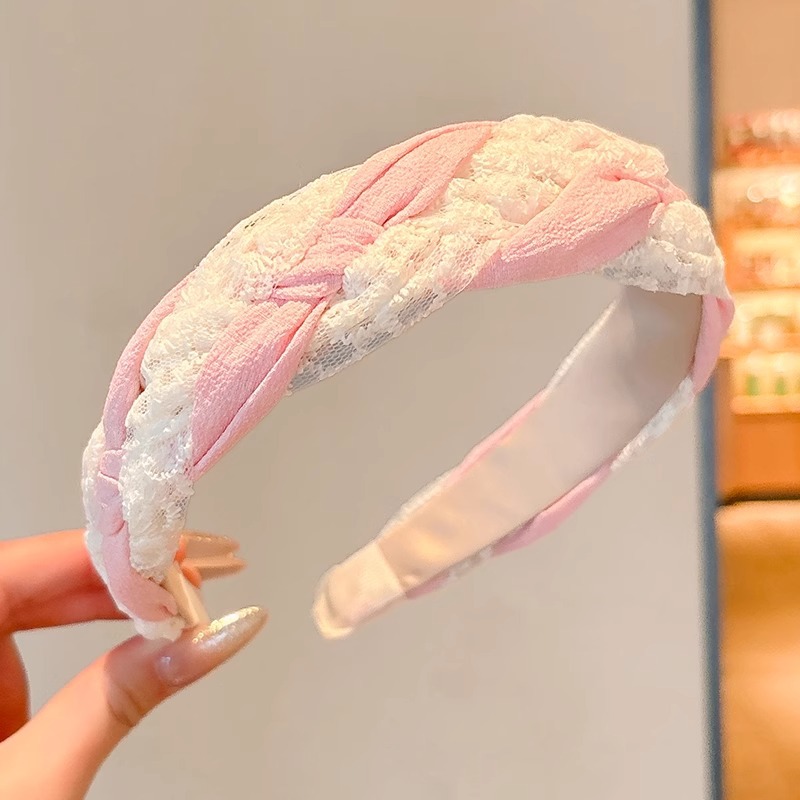 Niños bordes anchos de encaje twisted banda de cabello 2025 alta textura banda de cabello de dopamina universal para el cabello de presión