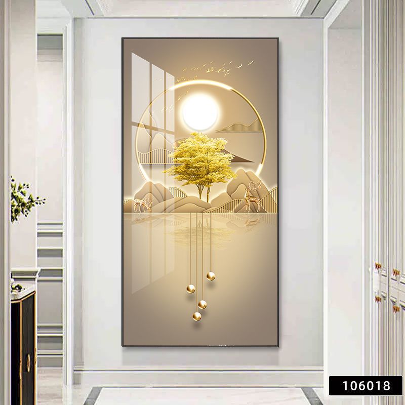 Pintura decorativa del pasillo del pasillo de nueve peces pintura colgante moderna simple pintura mural decorativa vertical de la puerta de la casa image 12