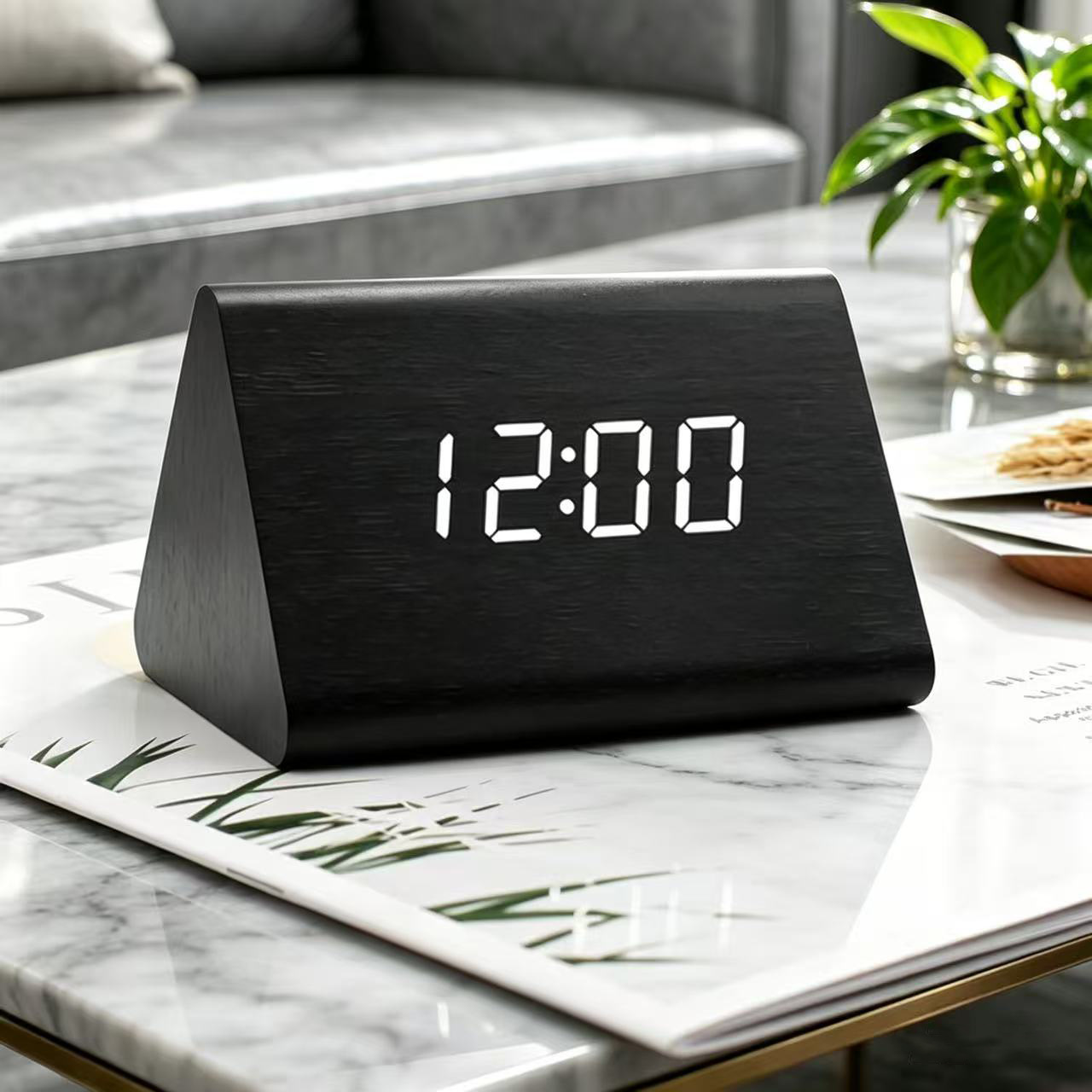 Transfronterizos directos led despertador de madera acústica reloj de oficina cabecera despertador electrónico reloj digital Amazon LED