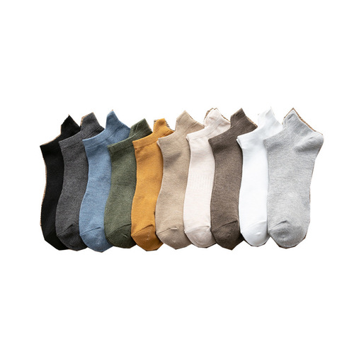 Socks Men's Summer Thin Breathable Socks Ear-lifting Ankle Protectors Sports Cotton Socks Tide Sweat-Absorbent Solid Color Cotton Socks Wholesale