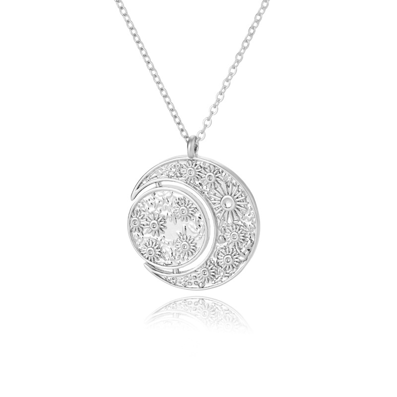 fashion sun and moon combination copper necklace wholesale