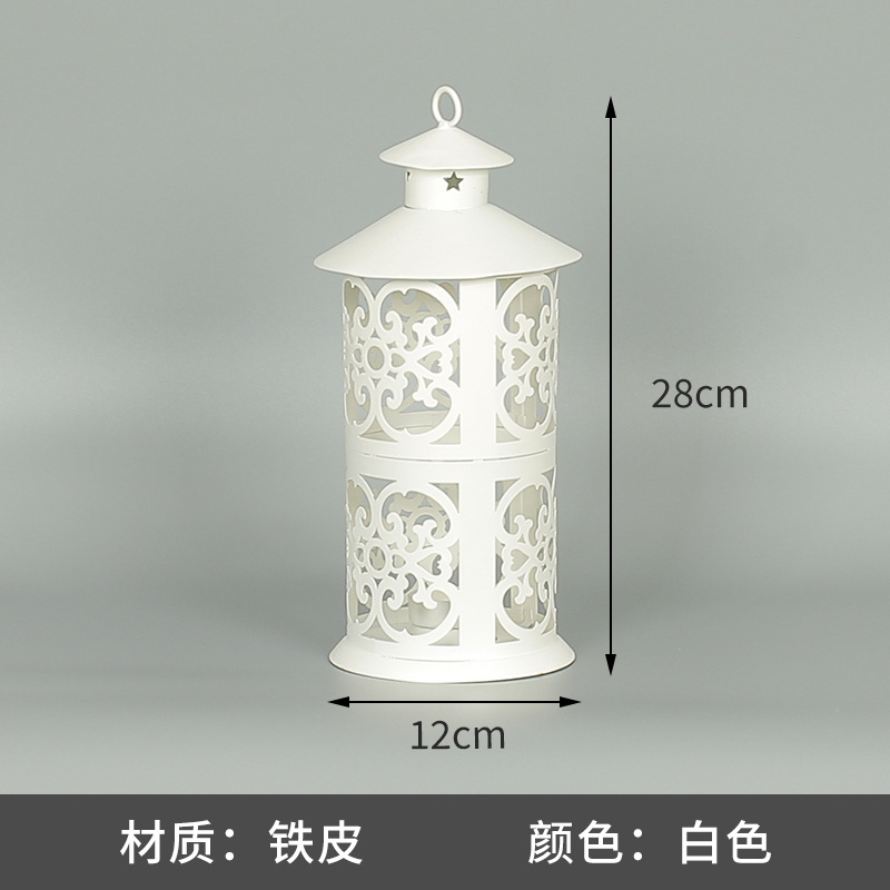 Blanco boda candelabro linterna boda carretera plomo accesorios atmósfera lámpara Marruecos viento lámpara decoración a prueba de viento vela pantalla