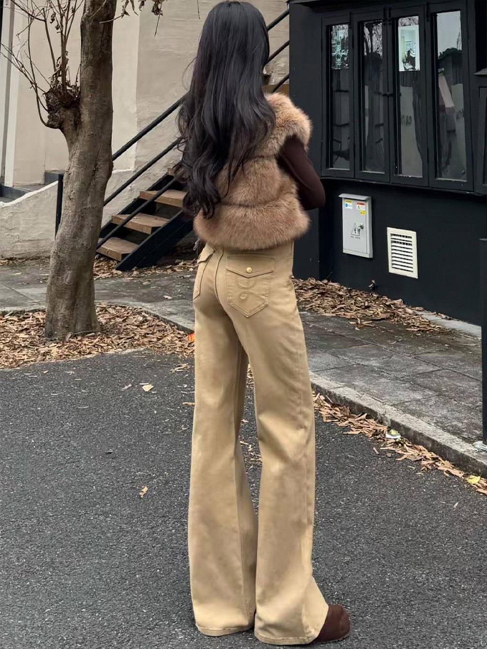 Women's High-rise White Embroidered Flared Jeans Boho Style Spring_voghion.com