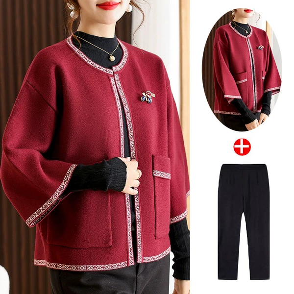 Burgundy trousers