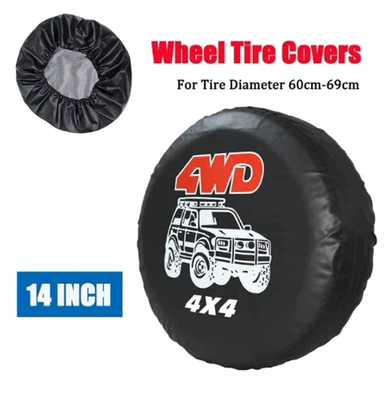 Tire Cover Car Cover 14-17 Inch Protective Cover Tire Cover Dust Cover Suitable for Cars, Electric Cars, Rovers, Off-Road Vehicles (Spare wheel cover) - black-thickened-tire-cover-pull-rod-bag-14inch-m65-69cm-thickened-cy-63