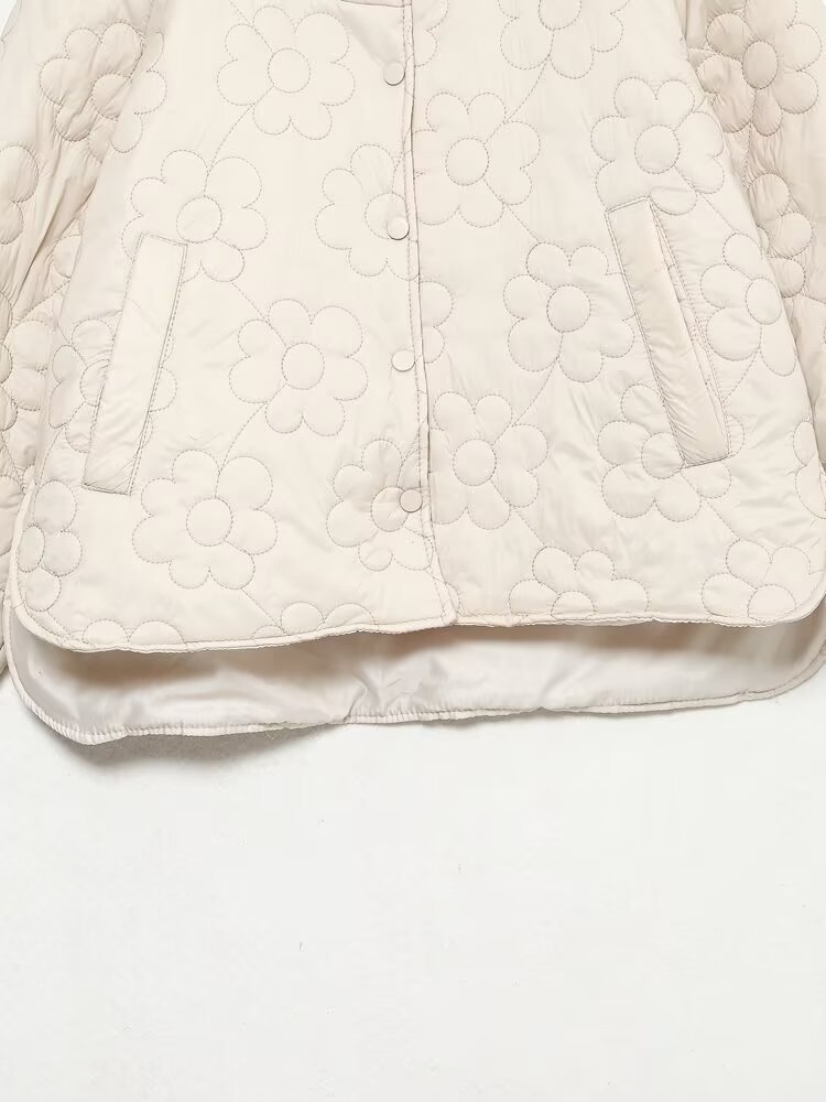 Damenbekleidung Herbst Winter neue blumenbedruckte Baumwolljacke_voghion.com