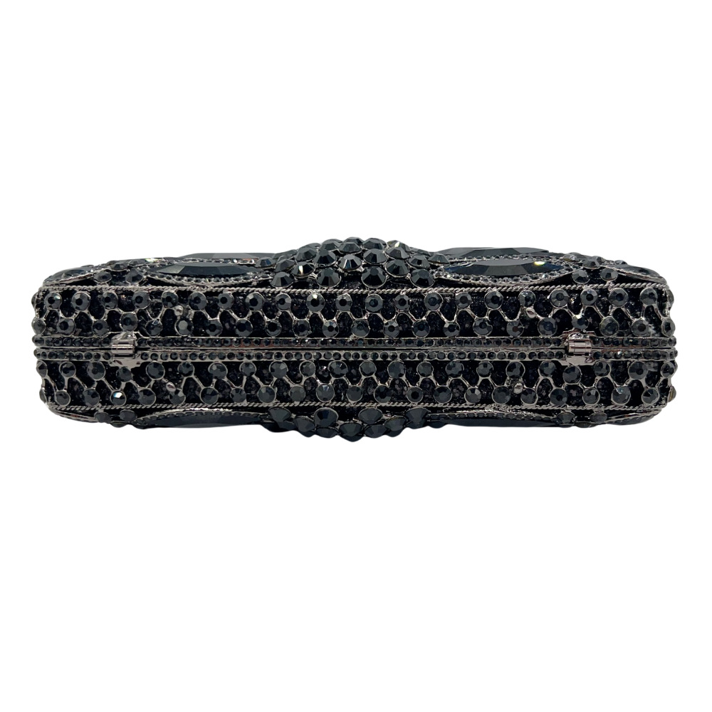 Túi clutch nữ đính đá dạ hội kim loại rỗng xách tay — Màu đen, Tùy chỉnh màu sắc khác chi tiết 1