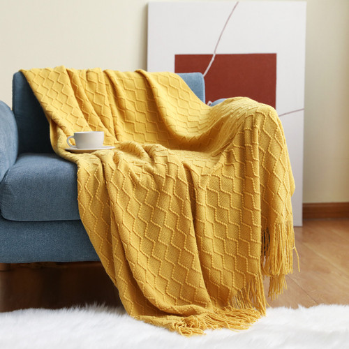 INS沙发毯盖毯针织小毛毯菱形午睡毯空调毯床盖毯午休毯blanket