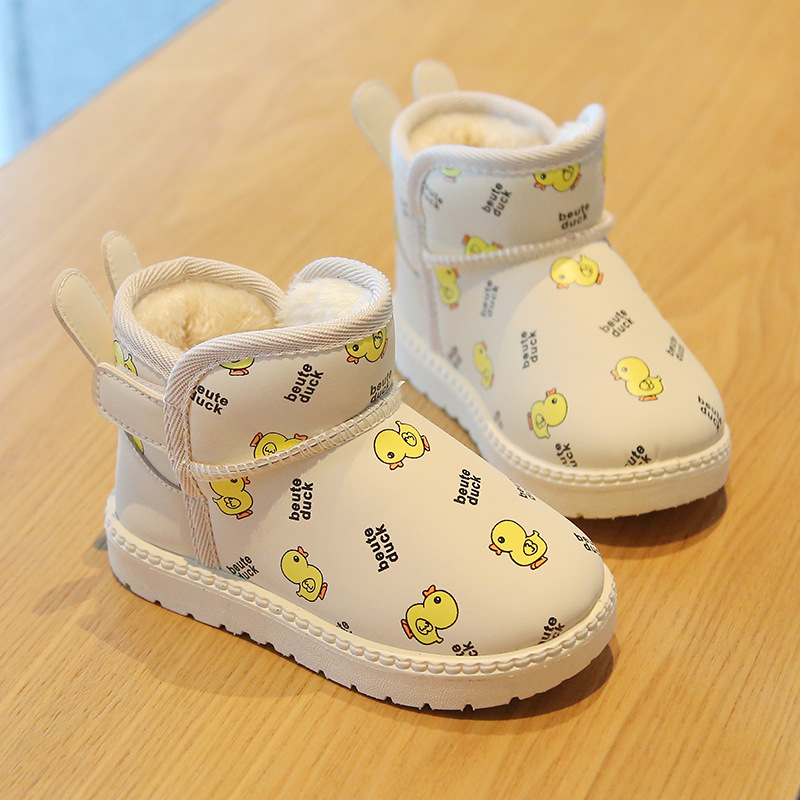 Winter New Children's Snow Boots Girls' Short Boots Thickened Non-slip Baby Cotton Shoes Small, Medium and Large Children's Boots Water-repellent