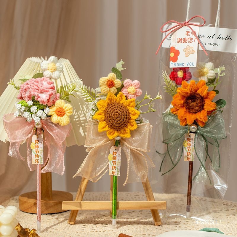Mayorista Día del Maestro 2024 nueva maestra práctica girasol eterno ramo de flores pluma jardín de infantes pequeño