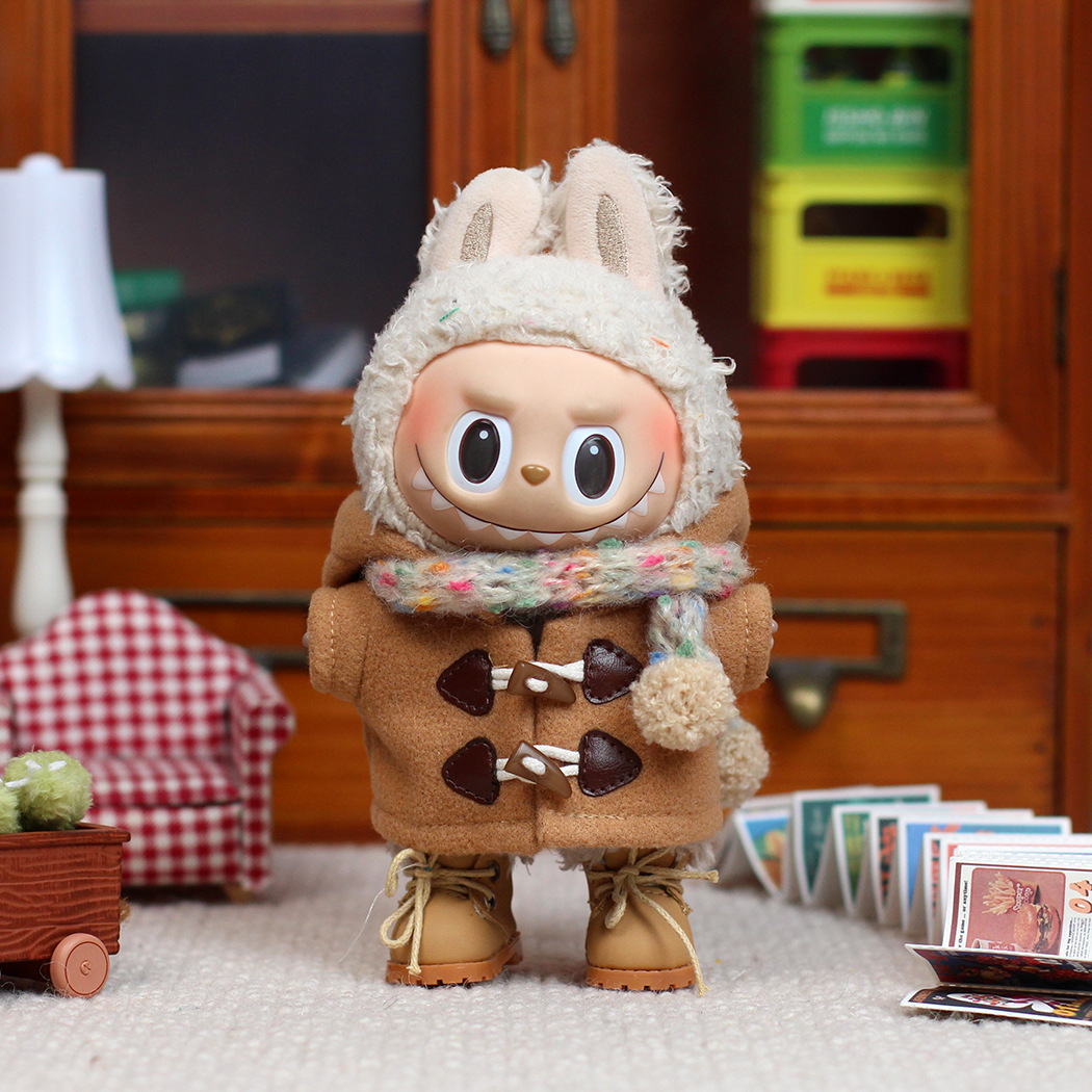 Baby Clothes Only] First/Third Generation Labubu Baby Clothes Vinyl Doll Clothes Winter Woolen Coat Heart-Warming Macaron
