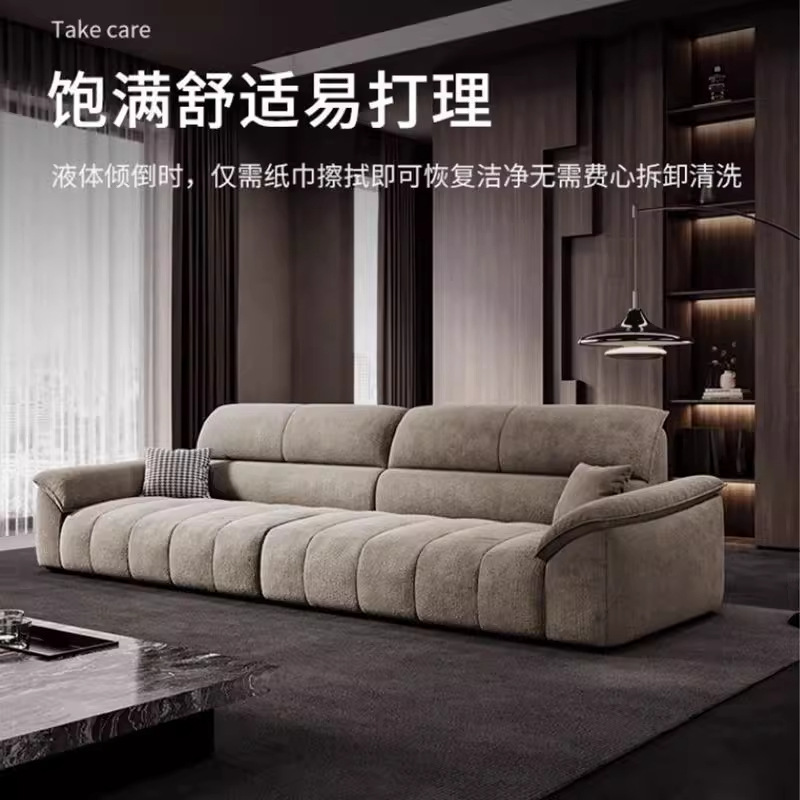 Italiano minimalista sofá de tela de Chenille diseñador de sala de estar de estilo pequeño estilo de estilo crema de aire recto sofá de algodón nuevo