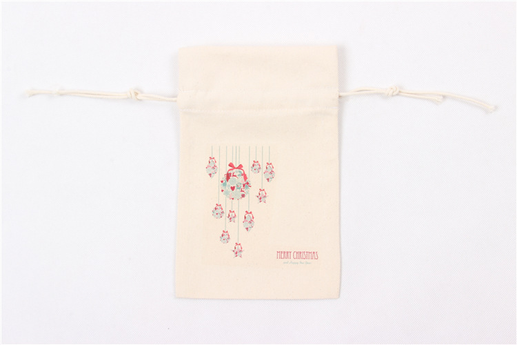 A245 logo printed canvas storage bag with drawstring closure, gift pocket, portable for Christmas packaging gifts undefined